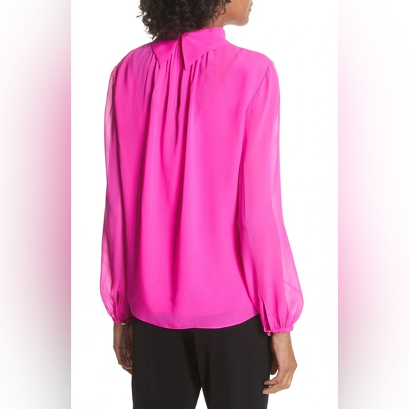 TED BAKER
Ruched Silk High Neck Blouse In Bright Pink - Picture 3 of 11